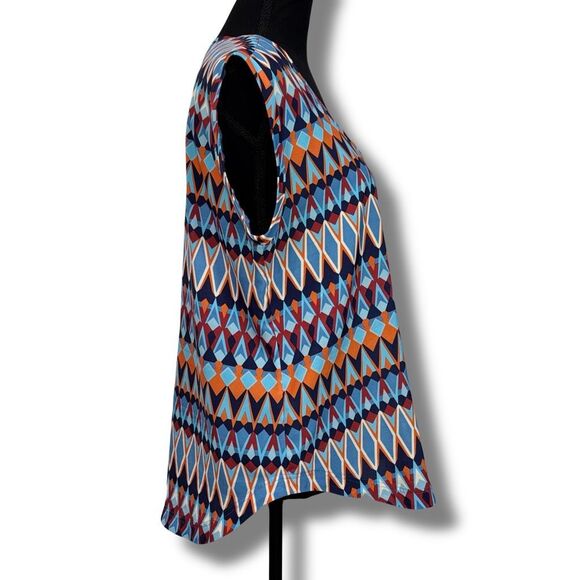 J. Crew Cap Sleeve Abstract Print Scoop Neck Blouse Size 10 Woman’s - Picture 2 of 10